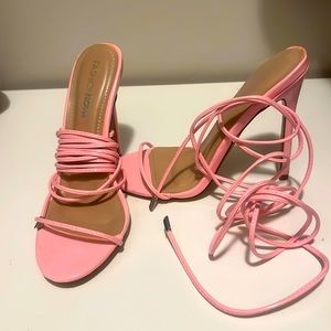 Pink lace up heels